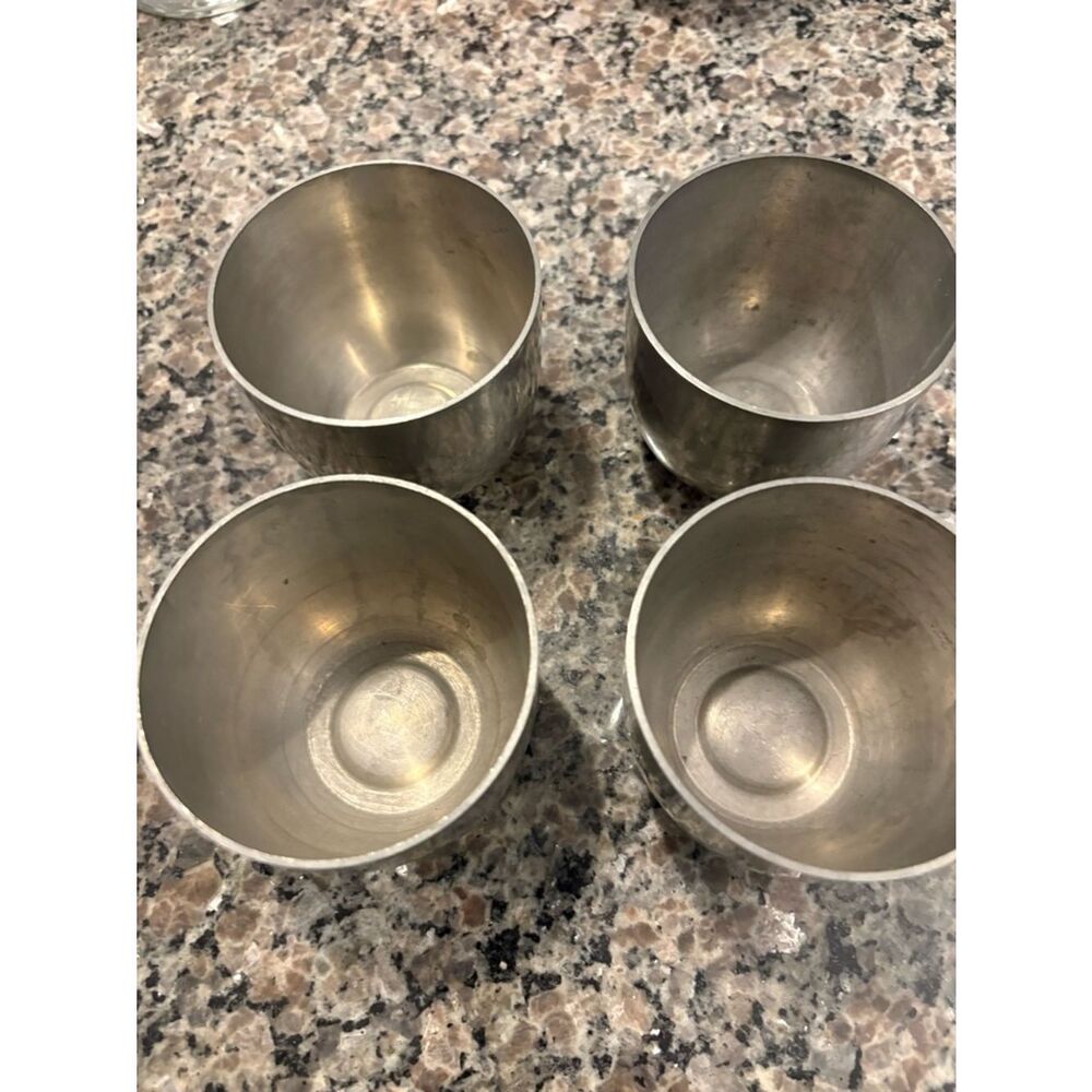 Americana Thomas Jefferson Pewter Set of 4 Small Metal Cups - Silver Tone